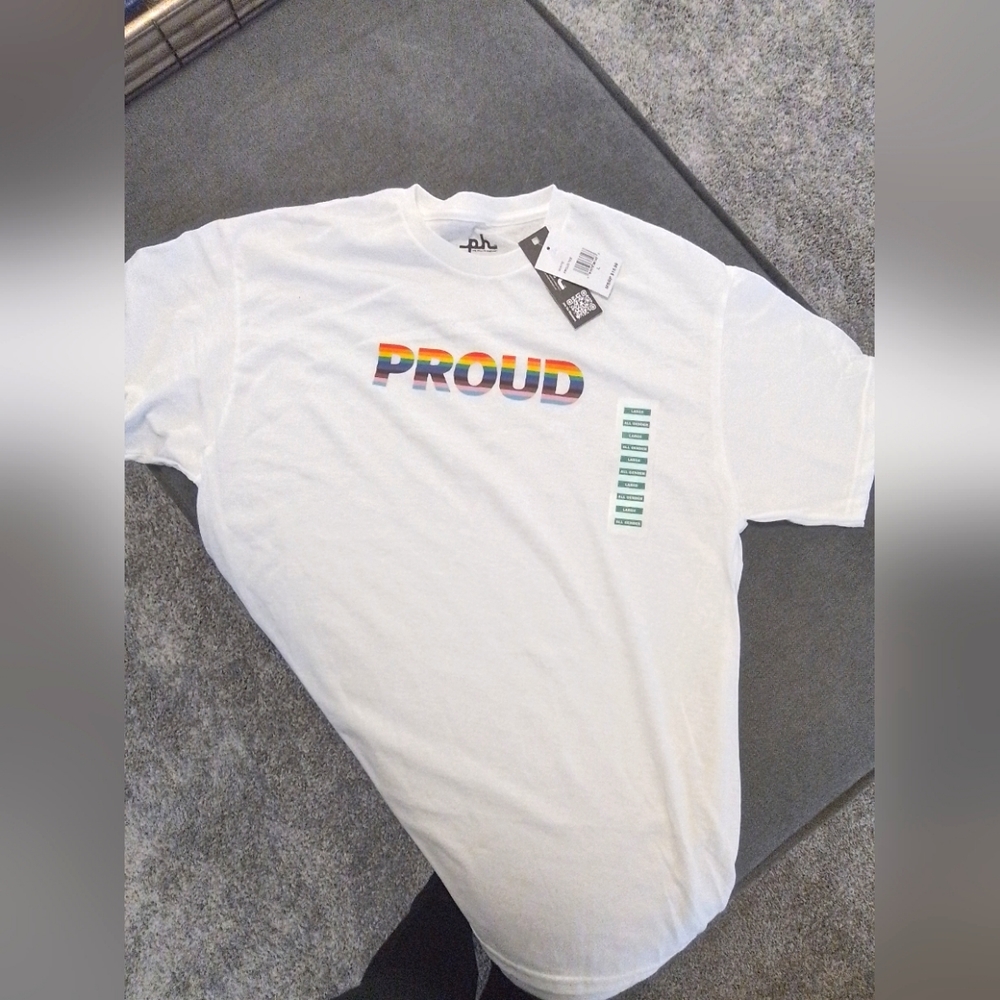 NWT White T-Shirt "PROUD"